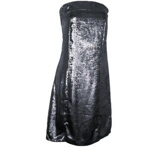New White Birch Strapless Dress Gunmetal Gray Shimmer Knee Length Party Sz L